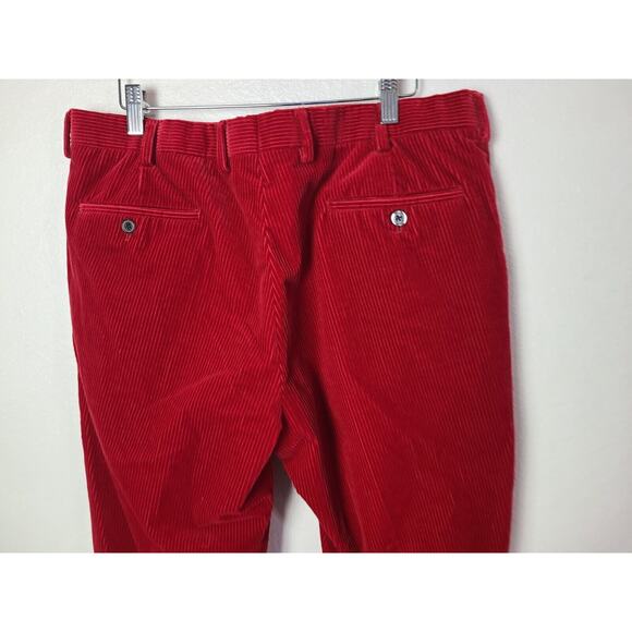 VINTAGE 90S POLO RALPH LAUREN CORDS CORDUROY FLAT FRONT RED TROUSERS 36 - Picture 7 of 13